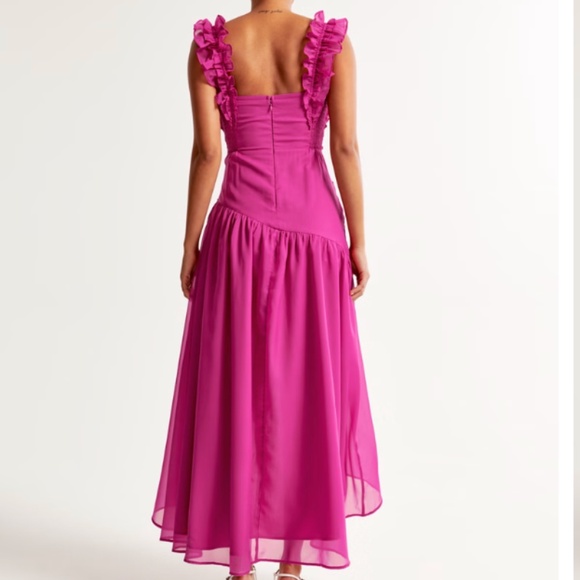 Abercrombie Pink Ruffle Strap High-Low Maxi Dress - Picture 7 of 14